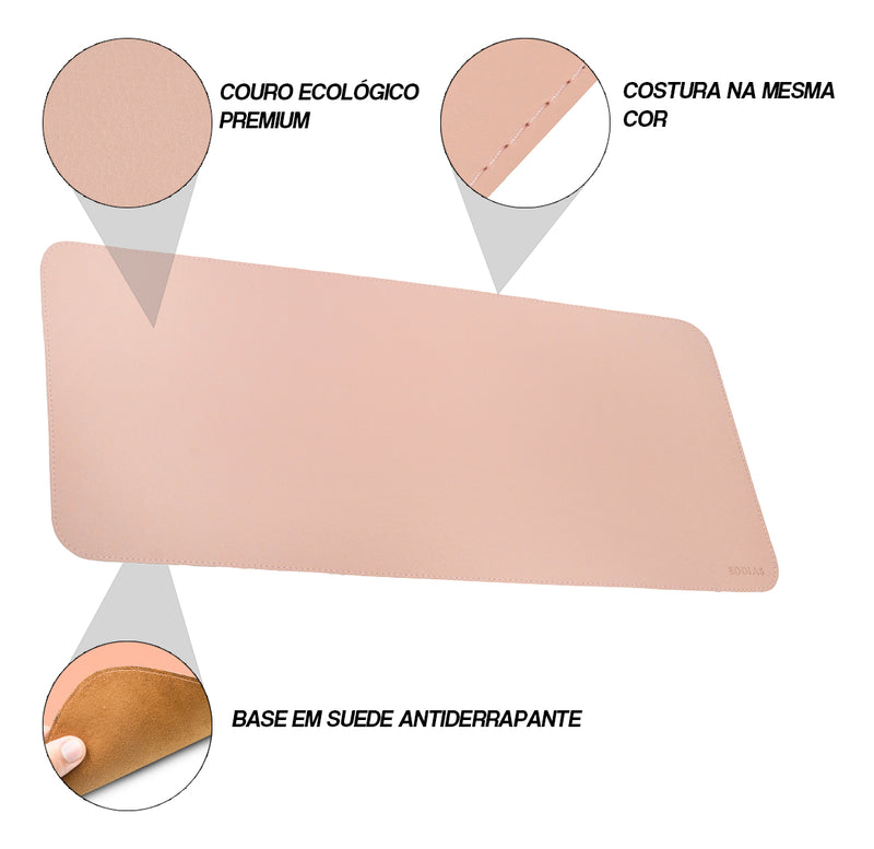 Mousepad Grande Preto 90x40 Deskpad Couro Antiderrapante Mesa Computador Notebook Eddias