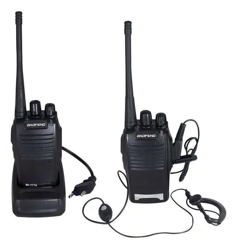 Kit 2 Walkie Talkie Bf-777s Radio Comunicador Fone Baofeng Cor Preto