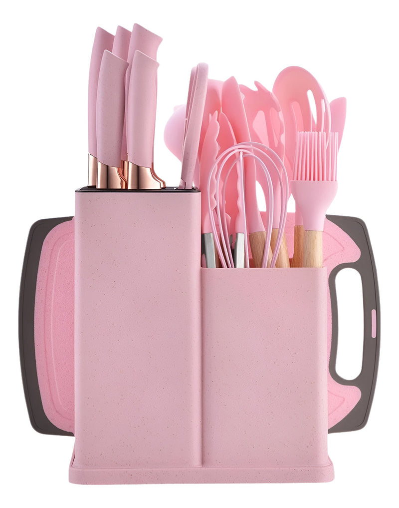 Kit Conjunto 19 Pçs De Utensílios Facas Silicone E Plástico