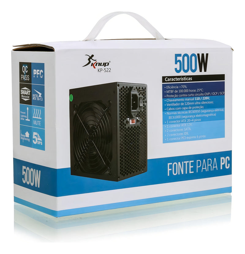 Knup KP-522 fonte de alimentação para PC de 500W