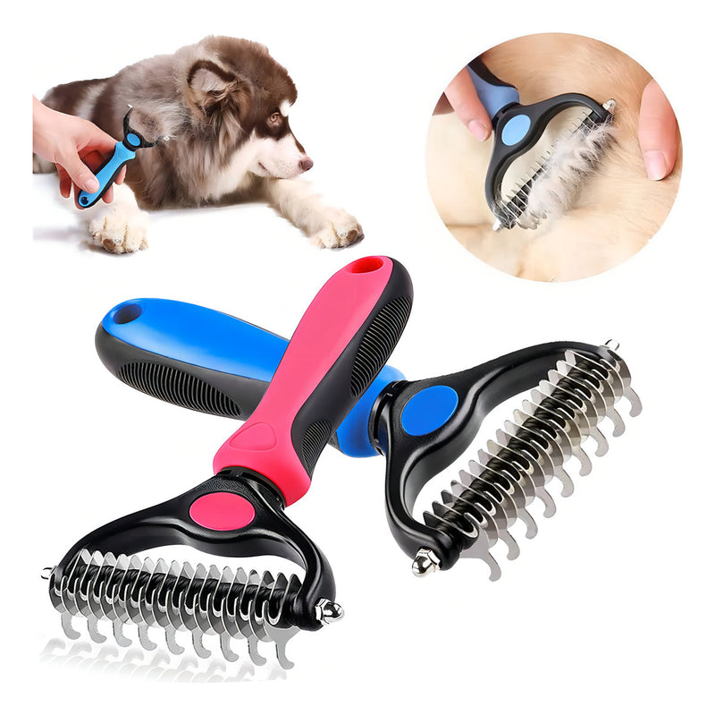 Rasqueadeira Removedor Tira Pelos Mortos Pets Gatos Grande Cor Azul E Preto - G