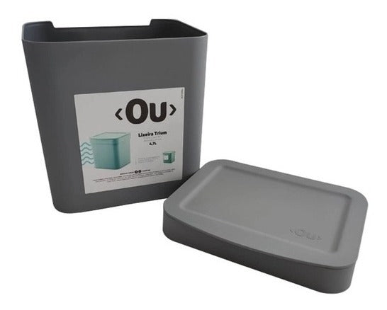 Lixeira Trium C/ Tampa 4,7 L Cozinha Ou Cesto De Lixo Cor Chumbo