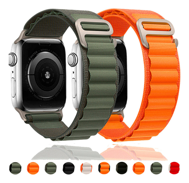 Pulseira Loop Para Watch Apple Ultra Alpine Alpinista Nylon Cor Laranja/Preto - 42mm 44mm 45mm 49mm