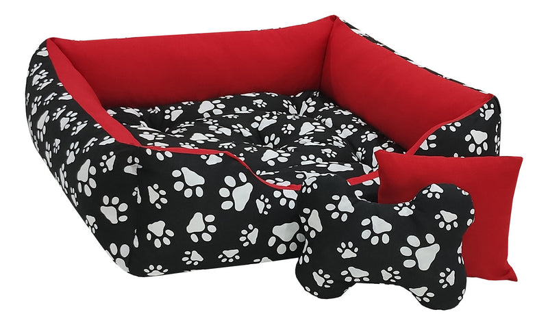 Cama Com Bordas Ana Pet Ibitinga Cor Preto/Vermelho