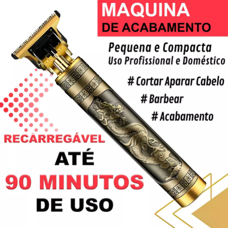 Maquina Acabamento Profissional Cabelo Barba Sem Fio Premium Cor Dourado Kamufla
