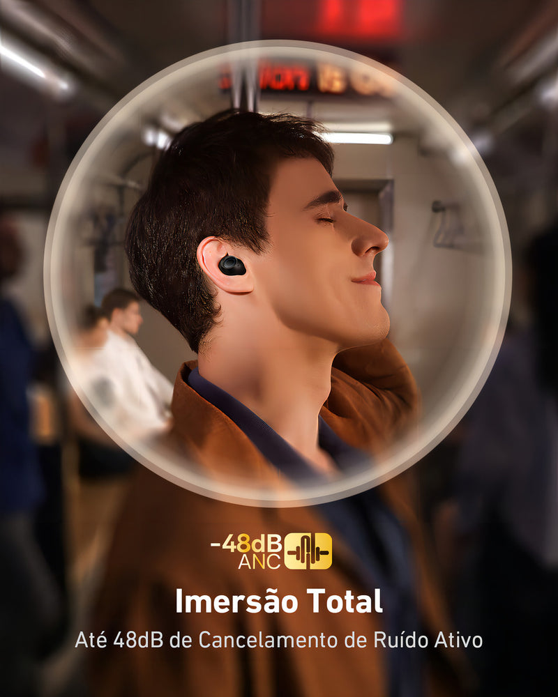 Fone Sem Fio Baseus Tws Bowie Ma10 Com Cancelamento De Ruído e Ipx6 Cor Preto