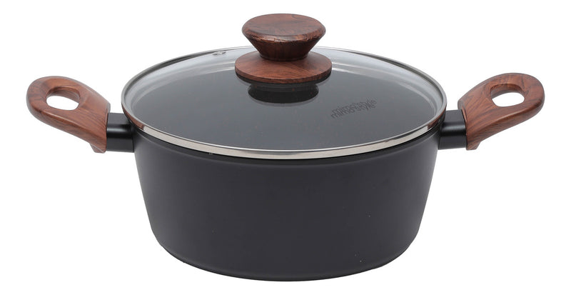 Jogo de panelas de cozinha Mimo Style Cook Fundo de Tripla Indução com 10 peças de alumínio marmol vanila