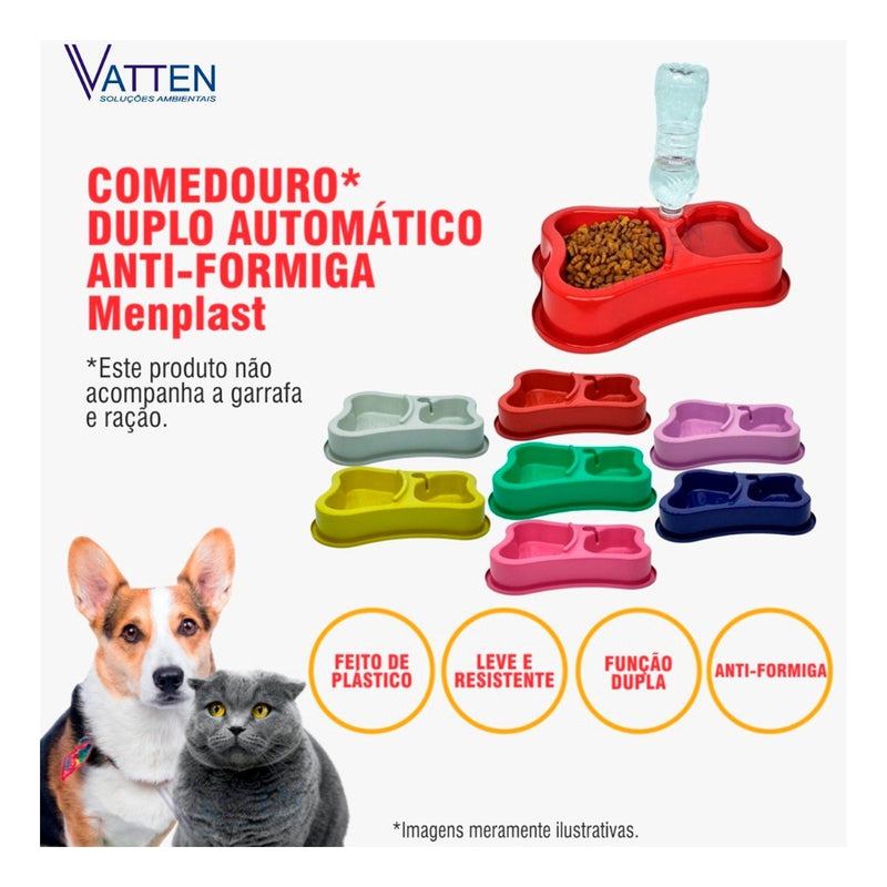 Bebedouro Comedouro Pet Comedor Duplo Ajustavel Água Cor Preto Não Se Aplica