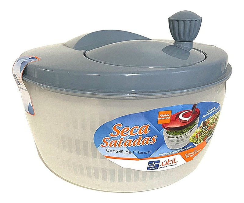 Centrífuga De Salada Secador Verduras Manual 4 Litros Cores Cor Cinza