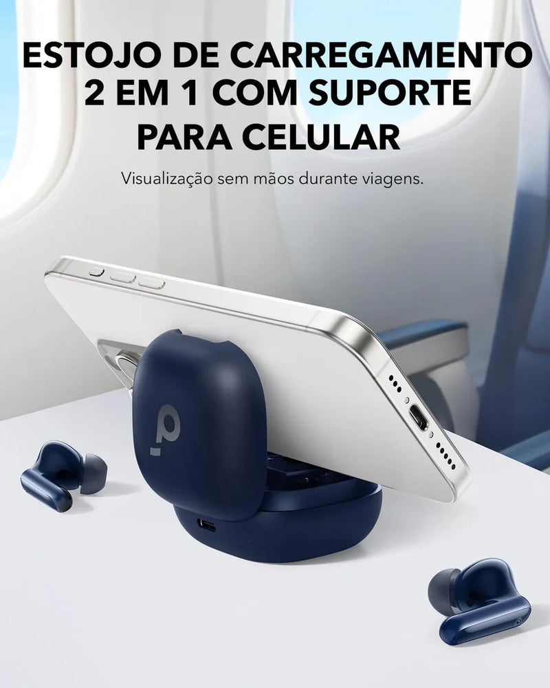 Fone De Ouvido In ear Soundcore by Anker P40i com Cancelamento Ativo de Ruído Automático Graves Poderosos 60H de Reprodução Estojo 2 em 1 Suporte IPX5 Carregamento Sem Fio Bluetooth 5.3 Cor Preto