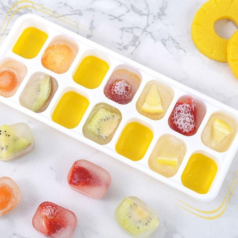 4 Formas De Gelo Cubo Tampa Rígida E Fundo Flexível Silicone