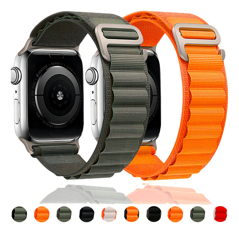 Pulseira Loop Para Watch Apple Ultra Alpine Alpinista Nylon Cor Laranja/Preto - 42mm 44mm 45mm 49mm