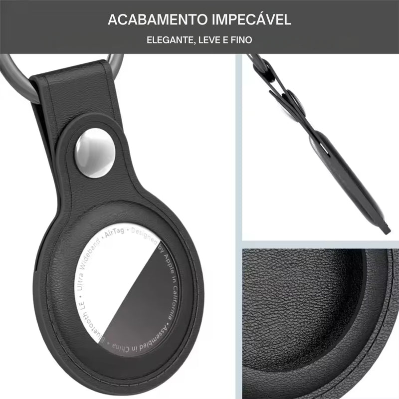 Capa Case De Couro Para Airtag Com Chaveiro Premium