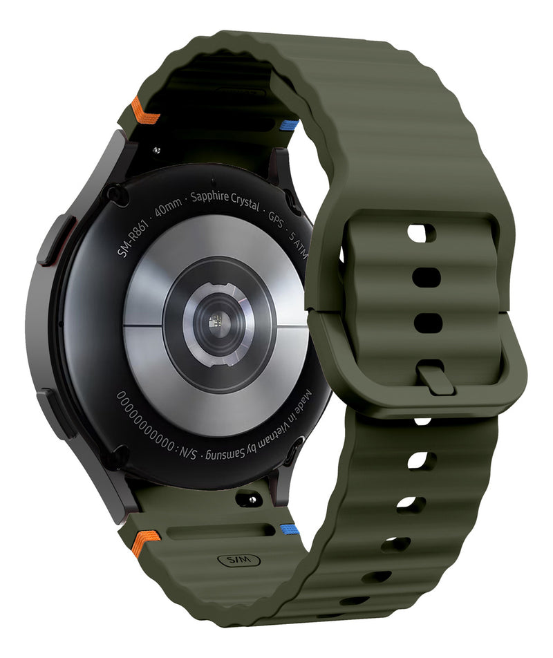 Pulseira De Silicone Ridge 3 Cores 123-alc-07 Marca 123smart Compavel Com Samsung Galaxy Watch 4 5 6 7 Fe 40mm 42mm 43mm 44mm 45mm 46mm 47mm Classic Pro - Cor Preto