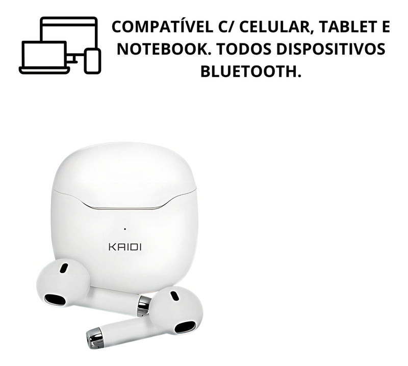 Fone De Ouvido Sem Fio Kaidi 771 Bluetooth Tws Kd Cor Branco