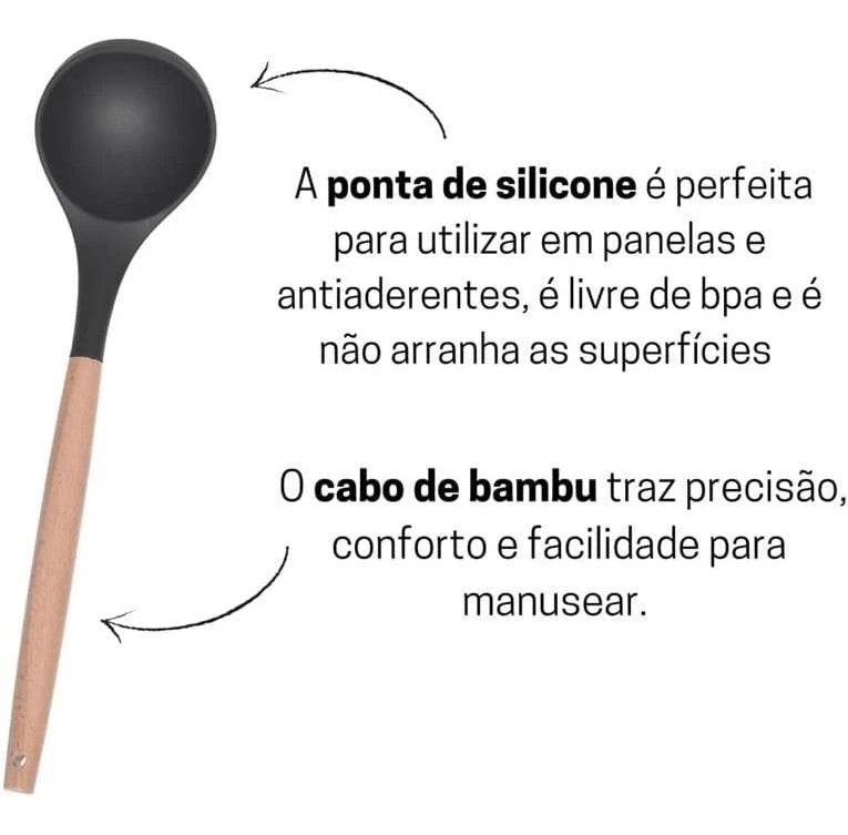 Kit Conjunto 19 Pçs De Utensílios Facas Silicone E Plástico