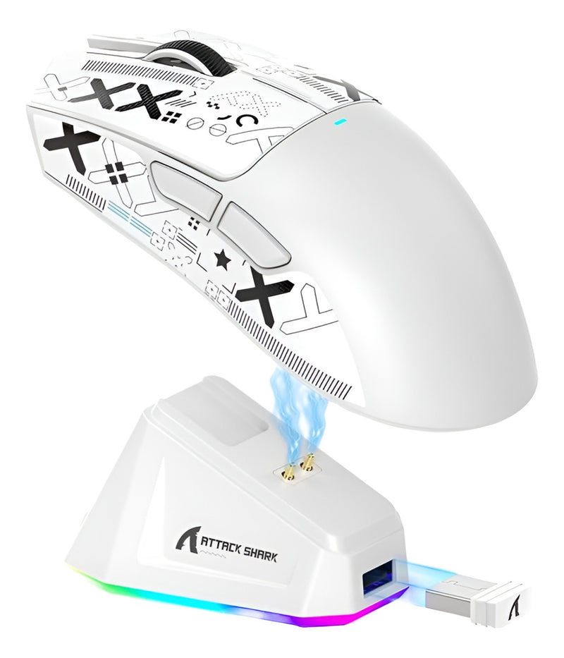 Mouse Gamer Attack Shark X11 Branco 22000 Dpi Usb Bluetooth Branco