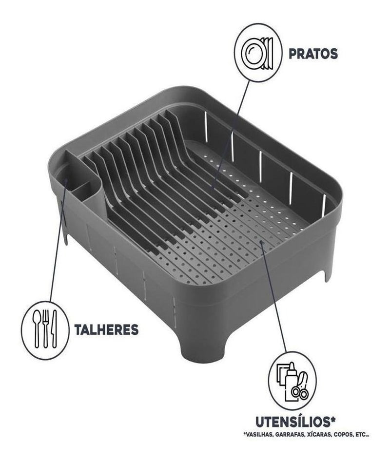 Escorredor De Louça Com Porta Talheres Pratos Bancada Ou Cor Branco