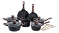 Jogo de panelas de cozinha Mimo Style Cook Fundo de Tripla Indução com 10 peças de alumínio marmol vanila