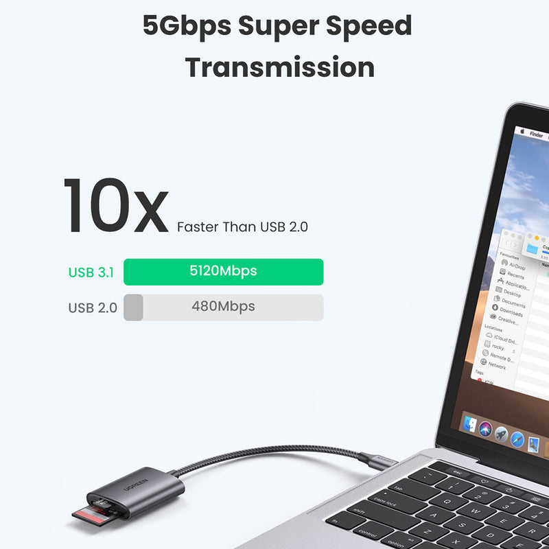 Leitor De Cartão de Memória Ugreen Usb-c Para Sd + Tf
