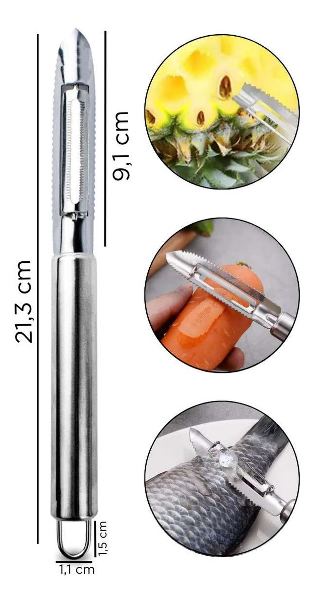 Kit 3 Peças Descascadores Aço Inox Cozinha Utensílios
