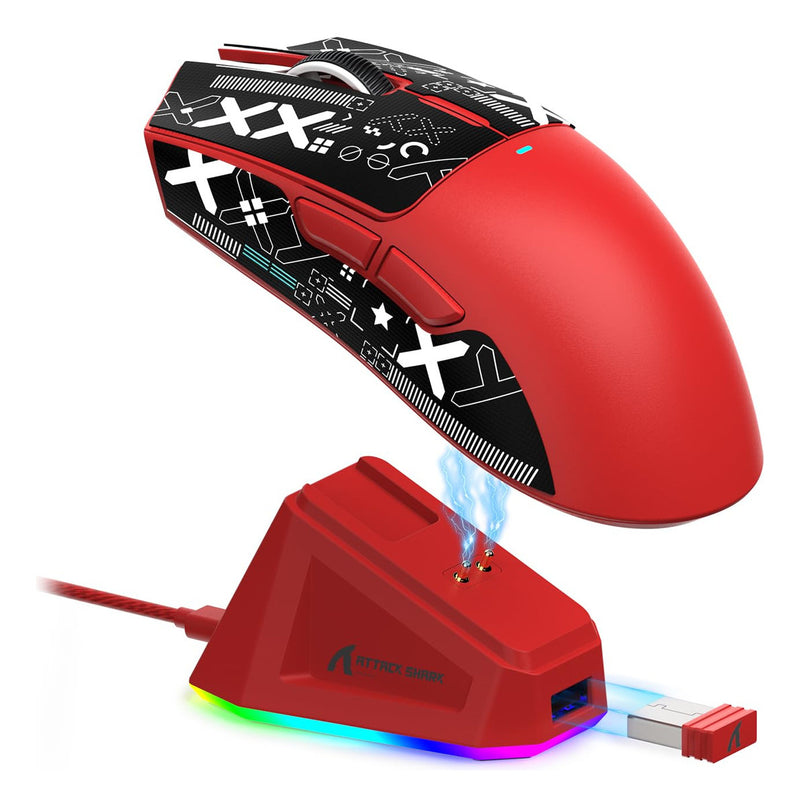 Mouse Gamer Attack Shark X11 Branco 22000 Dpi Usb Bluetooth Branco