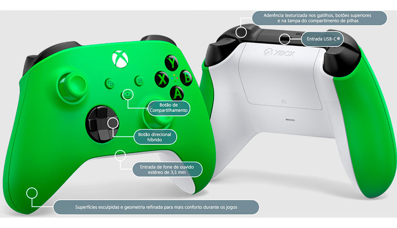 Controle Joystick Sem Fio Microsoft Xbox Shock Blue