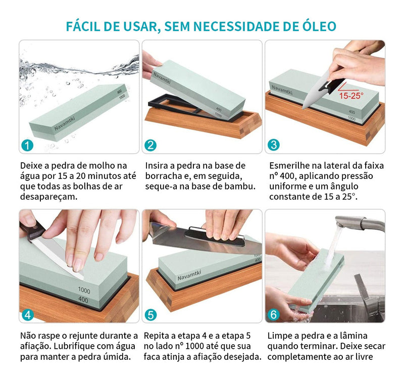 400/1000 3000/8000 Pedra De Moagem Dupla Face + Couro