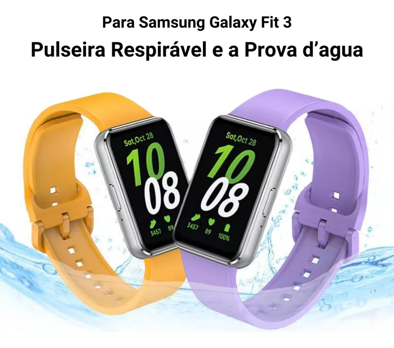 Pulseira Fecho Silicone Para Samsung Galaxy Fit 3 Sm-r390 Cor Nude Largura Da Pulseira 20 Mm
