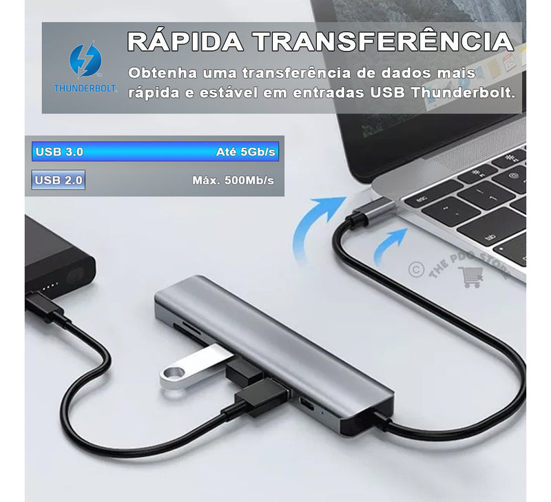 Hub Usb 8 Portas Usb 3.0 5 Gbps Extensor Adaptador Usb 3.0 Computador Pc Notebook Pdo Store