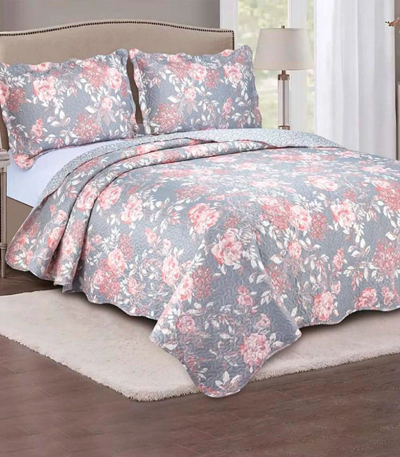 Kit Cobre Leito Colcha Queen Patchwork Evolution Dupla Face 3 pçs Camesa