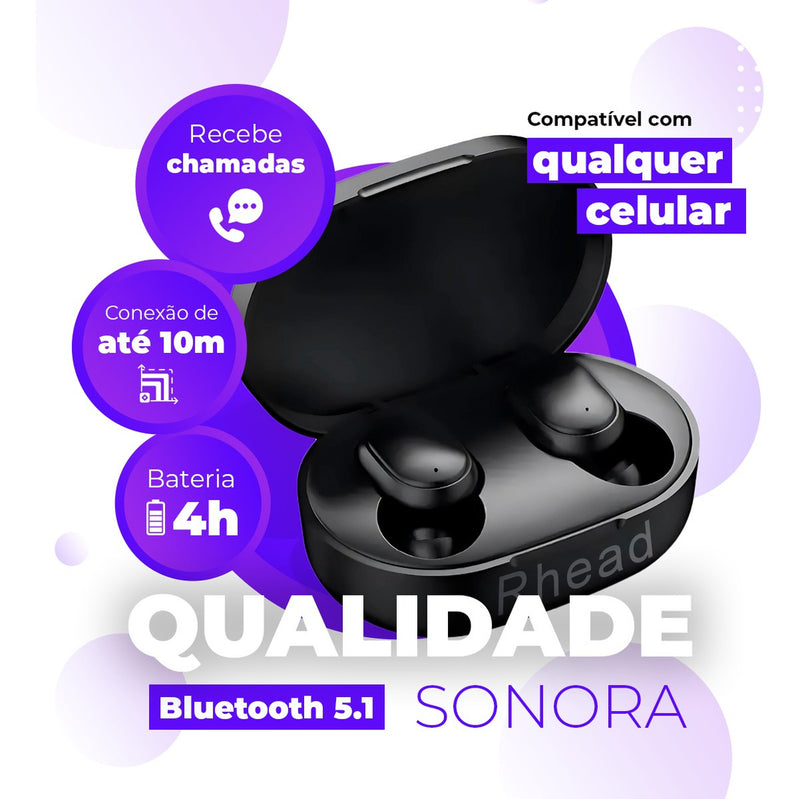 Fone De Ouvido Bluetooth Sem Fio Tws Bateria De Longa Duração e Conexão Ultra Rápida RHEAD