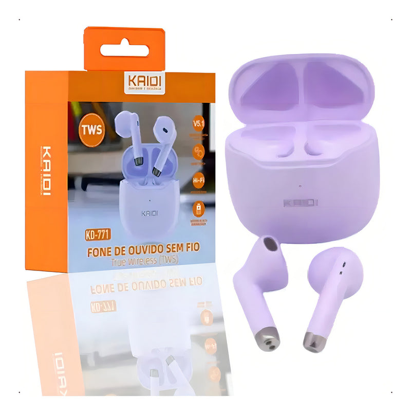 Fone De Ouvido Sem Fio Kaidi 771 Bluetooth Tws Kd Cor Branco