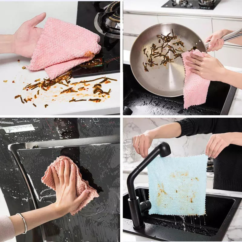 10 Un Pano Reutilizável Flanela De Limpeza Limpa Tudo Melhor