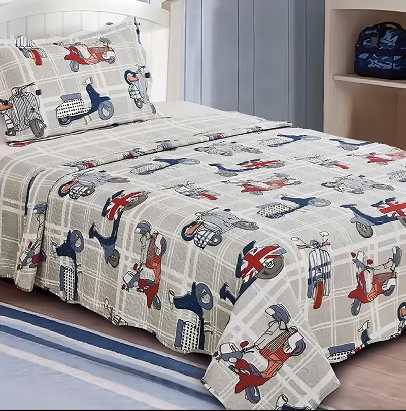 Kit Cobre Leito Colcha Queen Patchwork Evolution Dupla Face 3 pçs Camesa