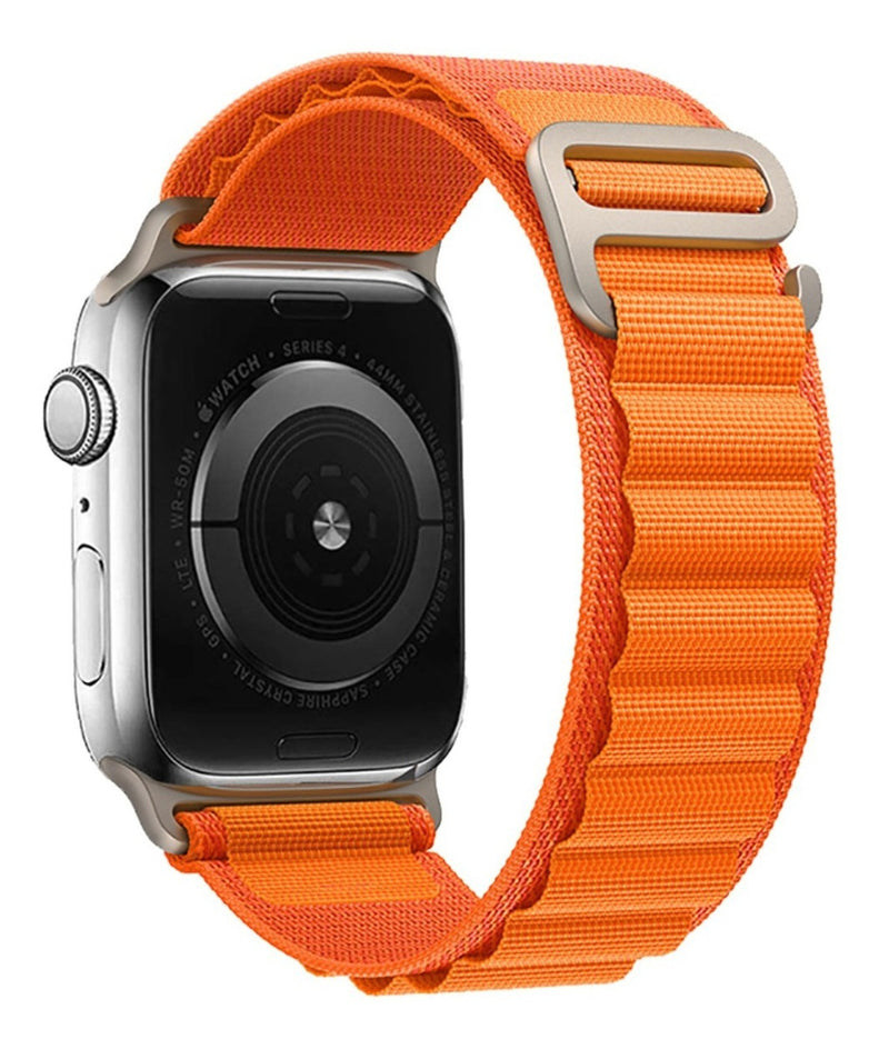 Pulseira Alpine para apple watch ultra 49mm/45mm/44mm/42mm de larguras feita em nylon/ elastano fivela (g-hook loop) cor preto comprimento total 21