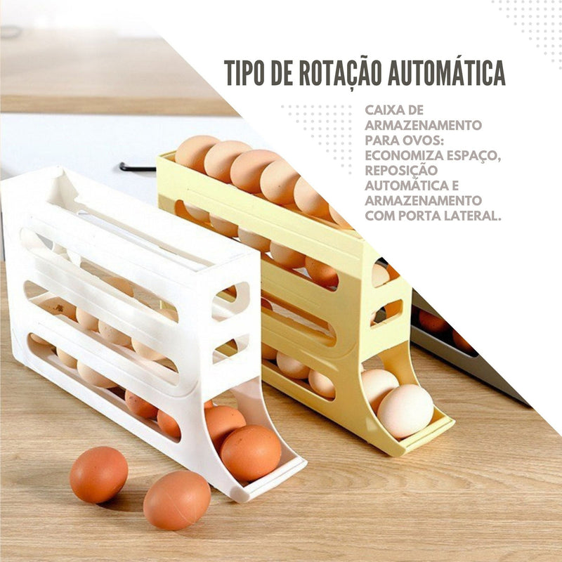 Porta Ovos Suporte Rolante Dispenser Rolante 4 Andares Cor Cinza