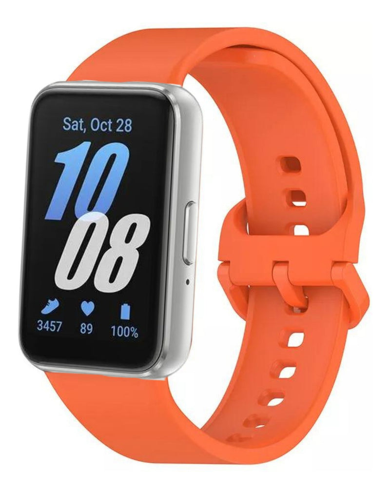 Pulseira Fecho Silicone Para Samsung Galaxy Fit 3 Sm-r390 Cor Nude Largura Da Pulseira 20 Mm