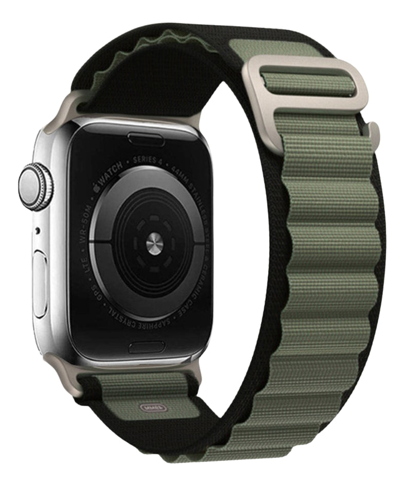 Pulseira Alpine para apple watch ultra 49mm/45mm/44mm/42mm de larguras feita em nylon/ elastano fivela (g-hook loop) cor preto comprimento total 21