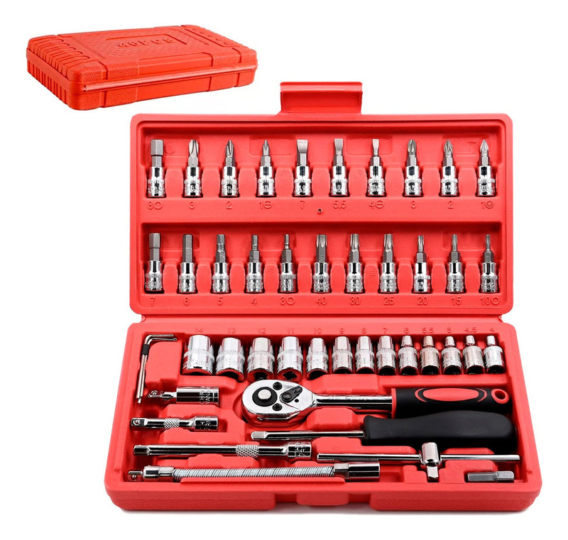 Kit De Ferramentas 46 Peças Chaves Phillips Fenda Torque