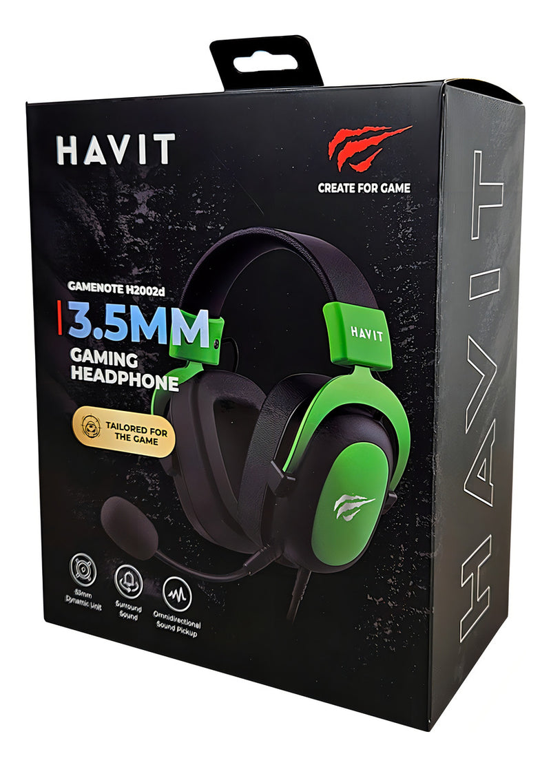 Headset Gamer Havit Gamenote H2002d Mic Removível Verde
