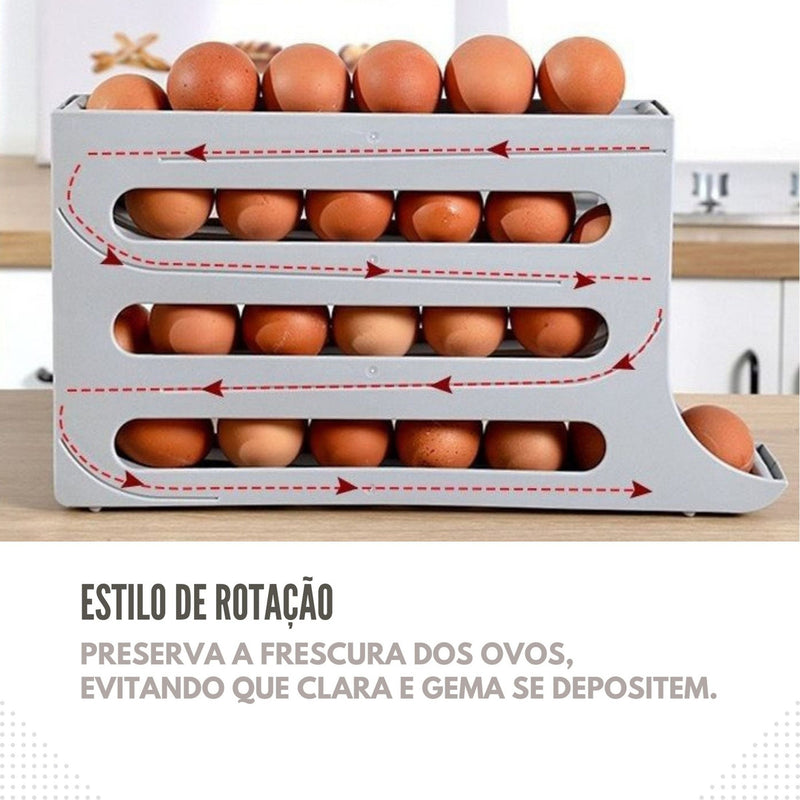 Porta Ovos Suporte Rolante Dispenser Rolante 4 Andares Cor Cinza