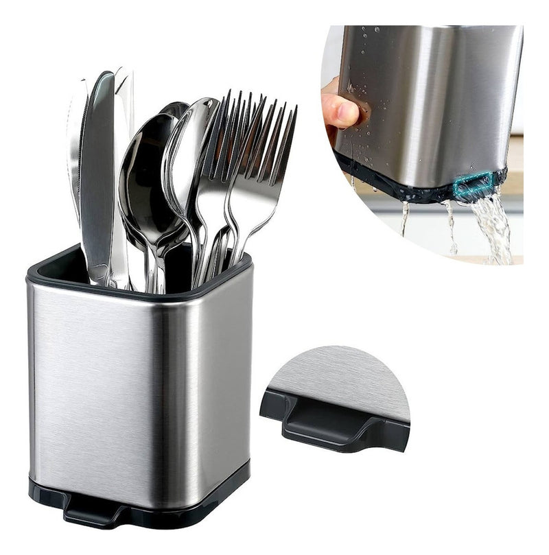 Porta Talher Inox Sistema Drenagem Água Bancada Pia Cozinha