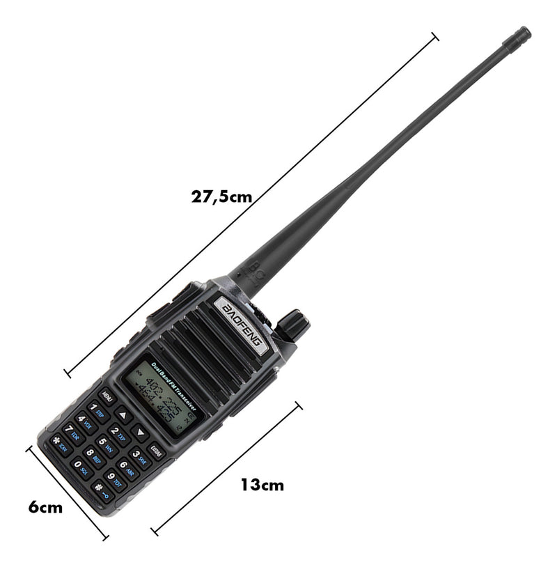 Kit 2 Rádio Ht Comunicador Baofeng Dual Band Uv82 Rádio Fm
