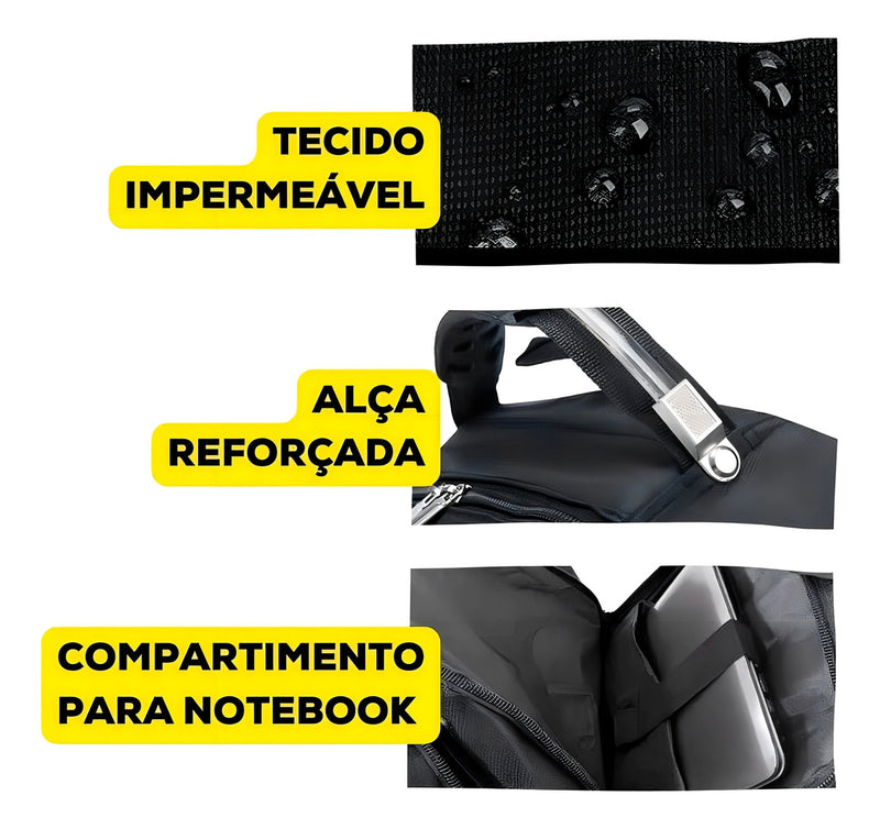 Mochila Bolsa Notebook C/ Cabo De Aço Reforçada Deabolar Ótima Cor Preto