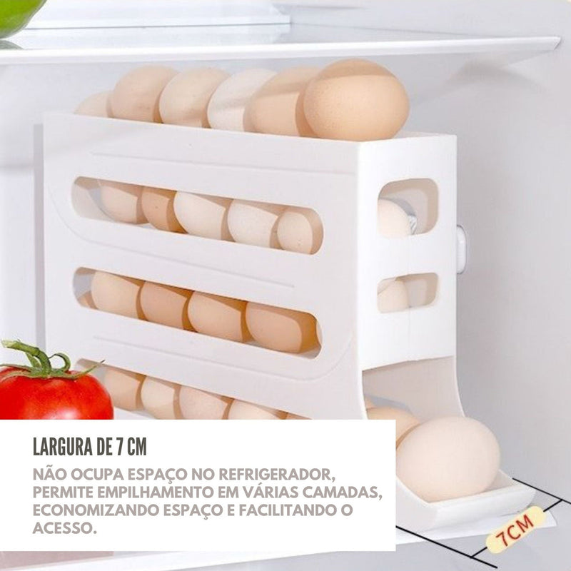 Porta Ovos Suporte Rolante Dispenser Rolante 4 Andares Cor Cinza
