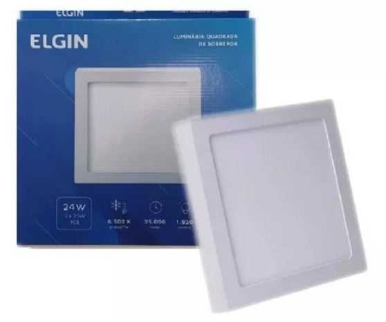 Elgin plafon painel quadrado sobrepor 24w branco frio 6500k estrutura branco-frio