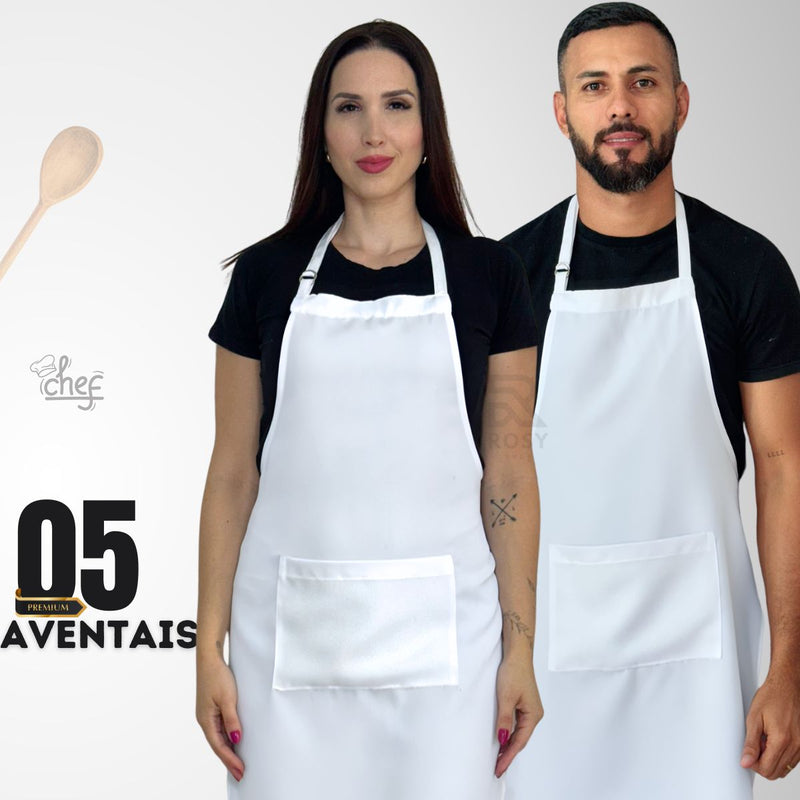 Kit 5 Avental Cozinha Garçom Oxford Restaurante Lachonete