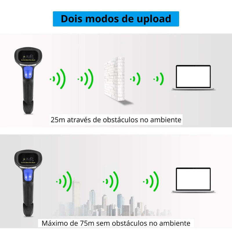 Leitor De Código De Barras QrCode Goldensky Gs-l8 Sem Fio 2d Danfe Wireless Usb