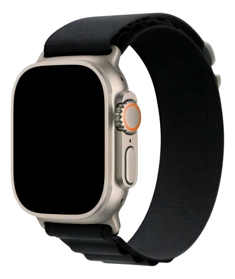 Pulseira Alpine para apple watch ultra 49mm/45mm/44mm/42mm de larguras feita em nylon/ elastano fivela (g-hook loop) cor preto comprimento total 21